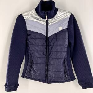 women's  Ellen Degeneres EV 1 blue puffer quilted ski jacket small